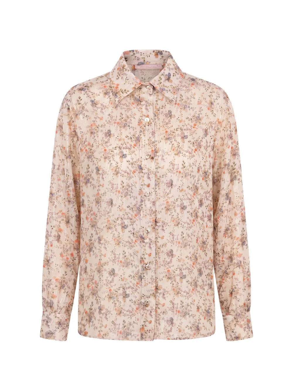 Kristina Ti floral-print lamé shirt - Nude
