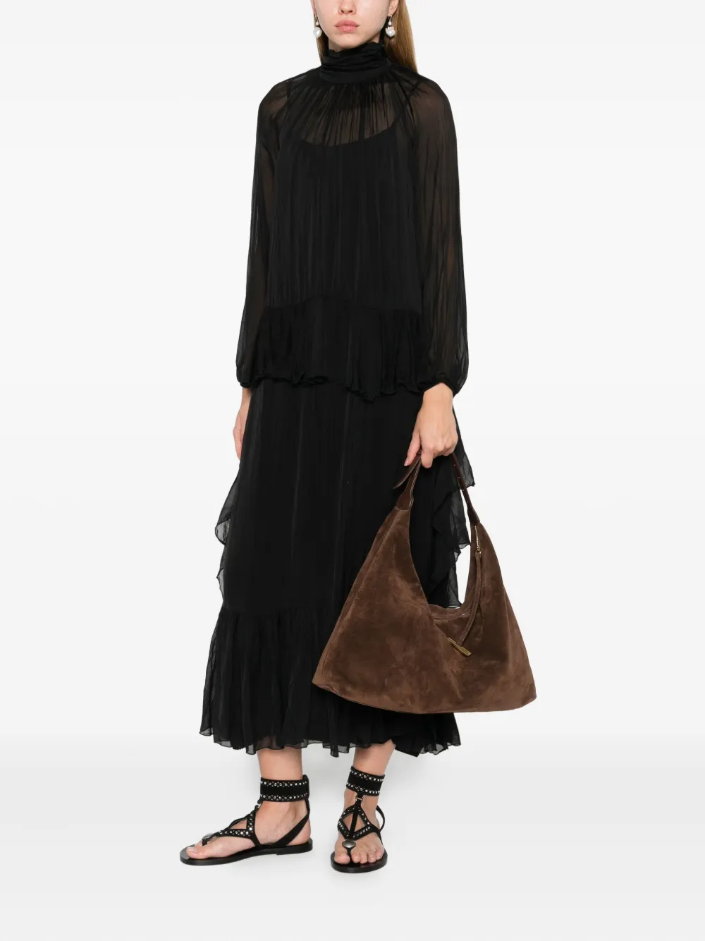 DIXIE ruffled dress - Zwart