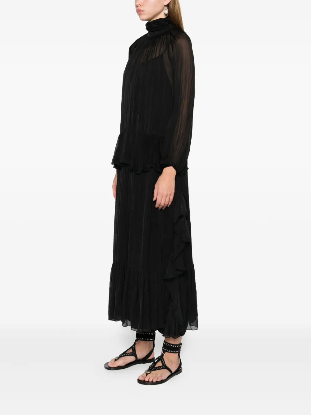 DIXIE Jurk met ruches Zwart