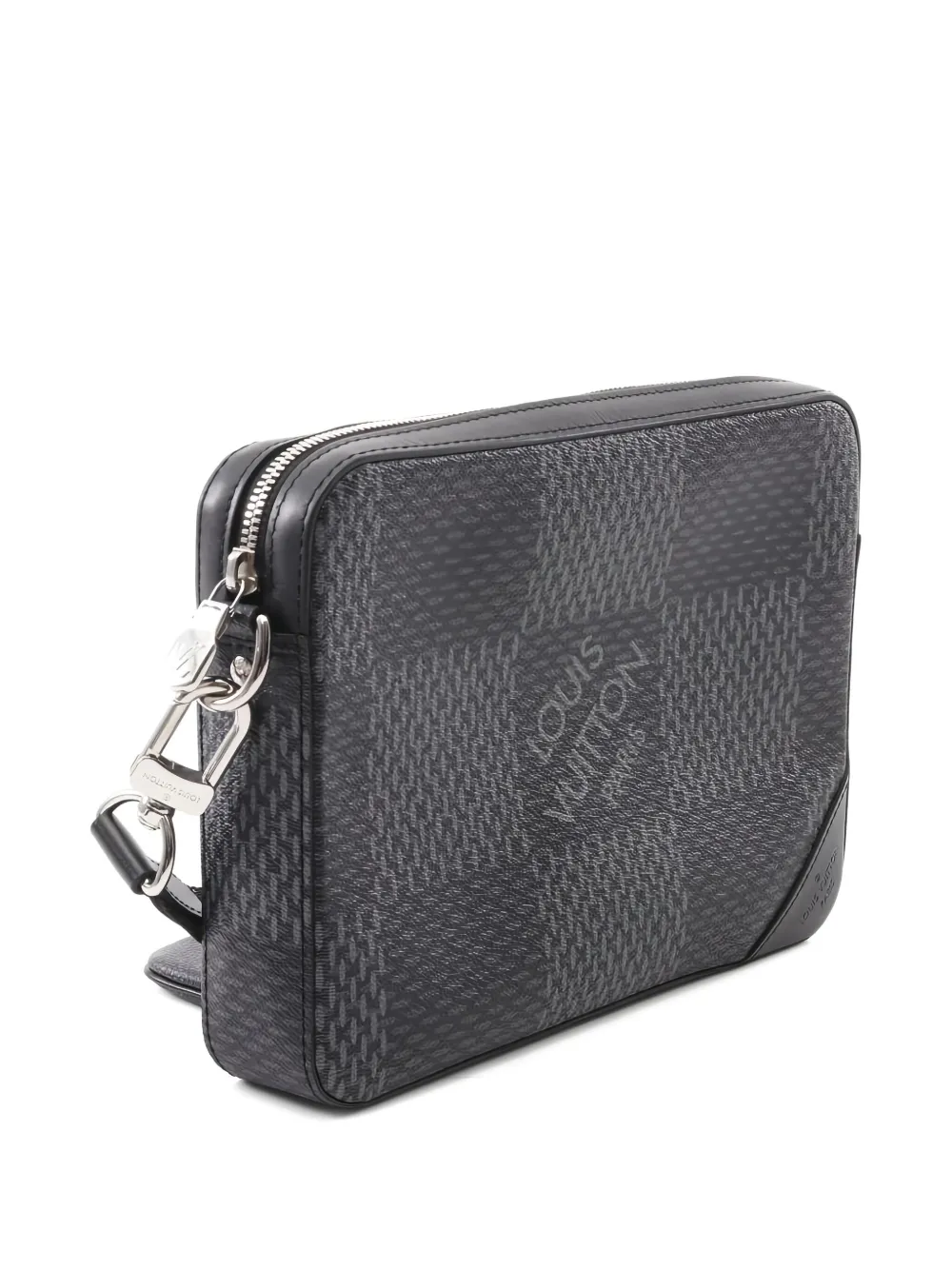 Pre-owned Louis Vuitton 1910s Trio Messenger Damier Graphite Canvas Shoulder Bag In Black