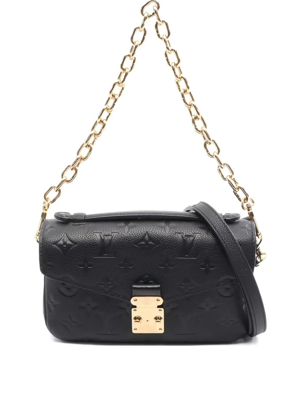 Pre-owned Louis Vuitton Métis Monogram-empreite Cross Body Bag In Black