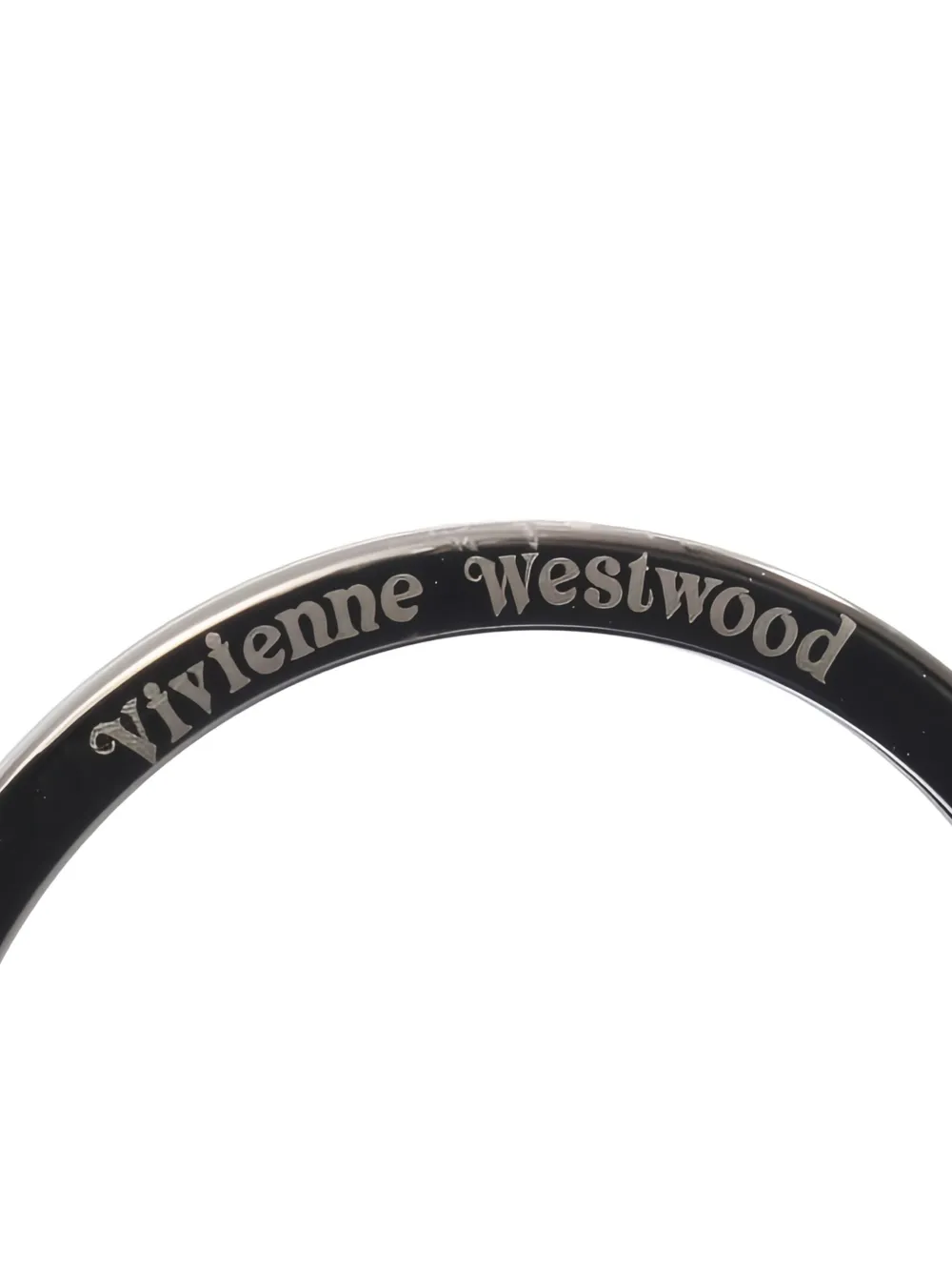 Pre-owned Vivienne Westwood Orb Leather Keyring In Silver