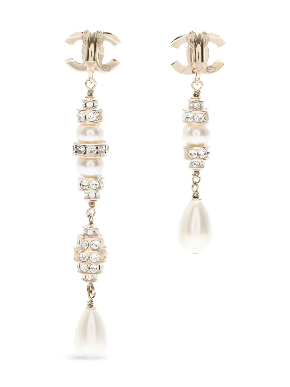 CHANEL Pre-Owned Interlocking CC faux-pearl drop earrings | Image 2