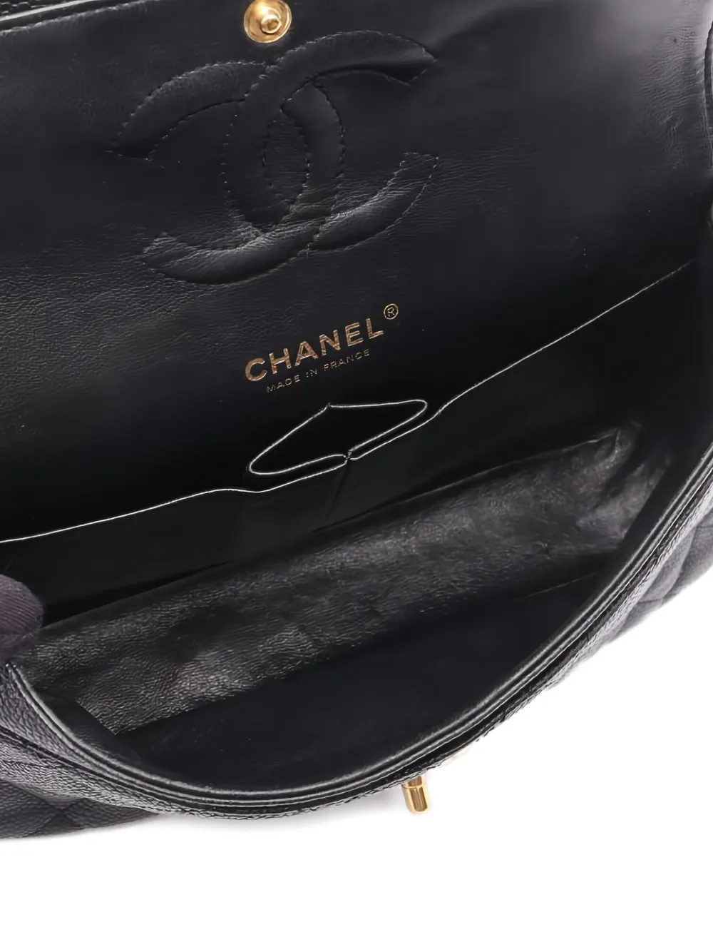 Pre-owned Chanel Double Flap Shoulder Strap In Black