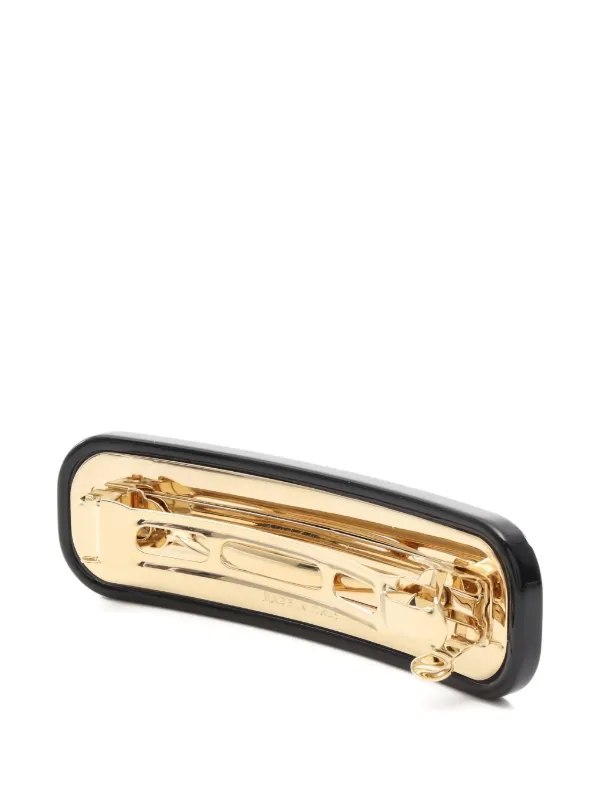 Miu Miu Pre-Owned logo-lettering Hair Clip | Black | FARFETCH display picture 2