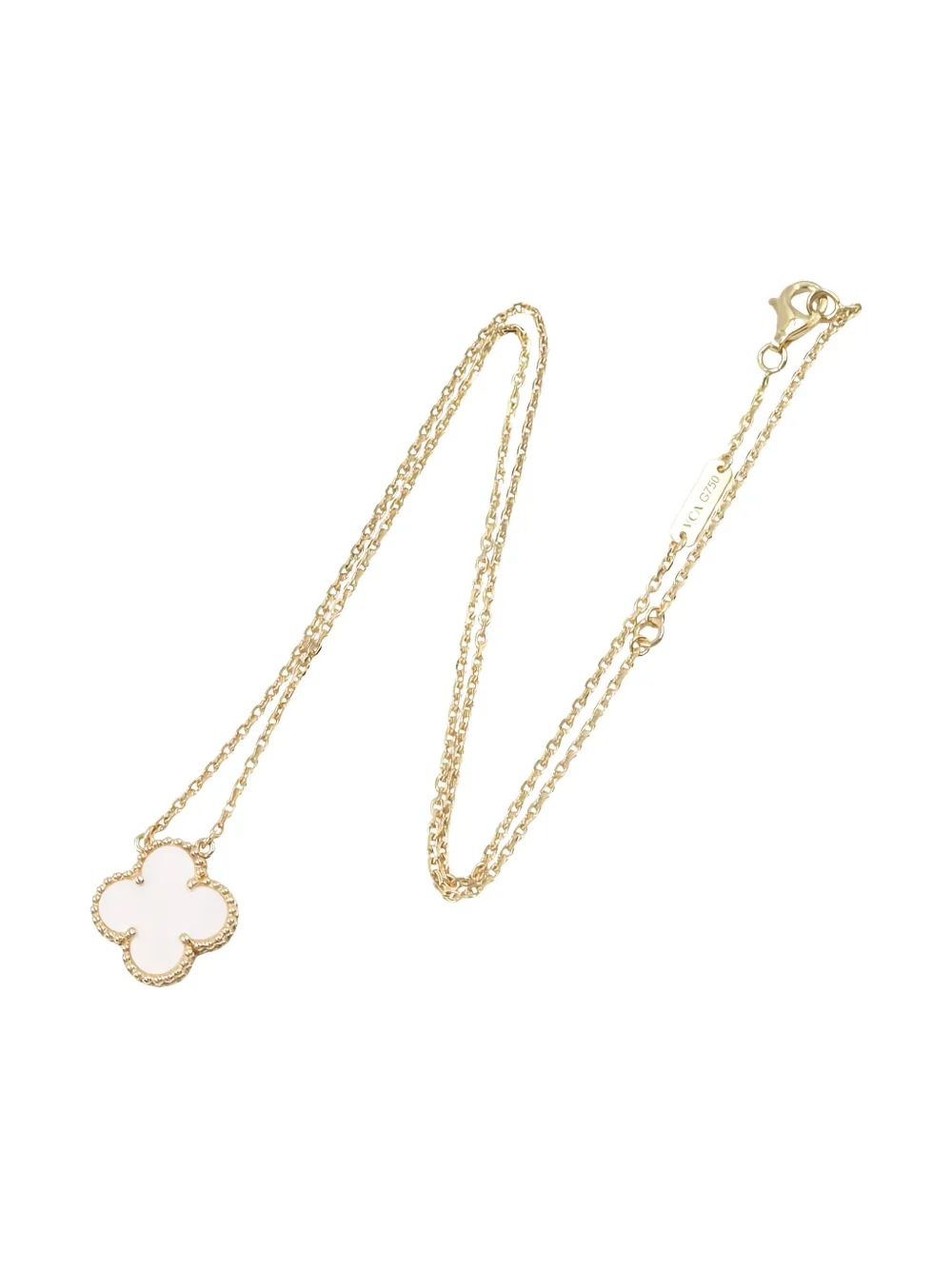 Pre-owned Van Cleef & Arpels 18k Yellow Gold Alhambra Mother Of Pearl Necklace