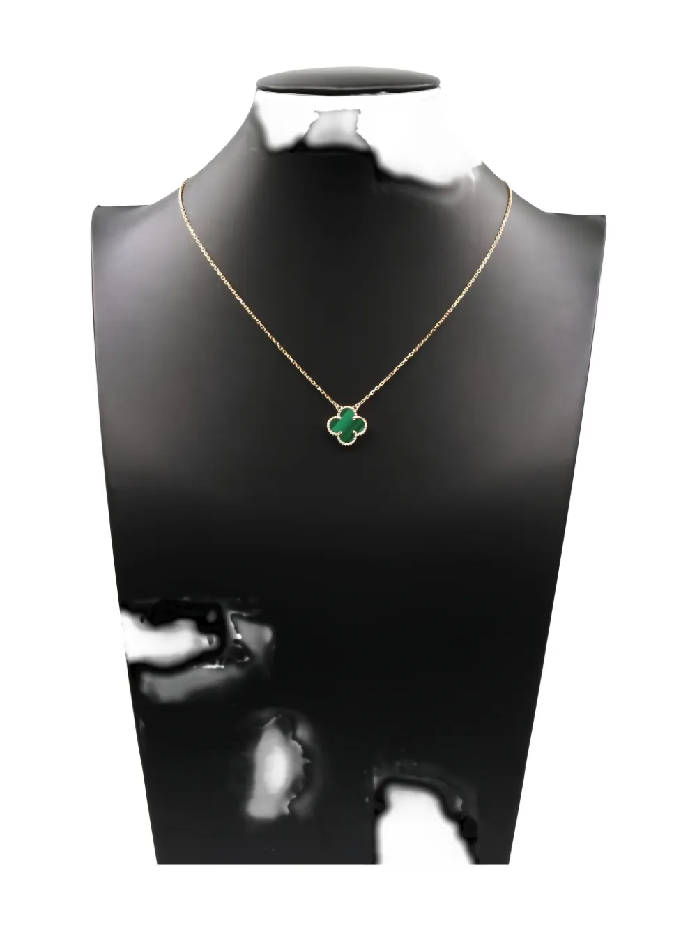 Pre-owned Van Cleef & Arpels 2010s 18k Yellow Gold Alhambra Malachite Necklace