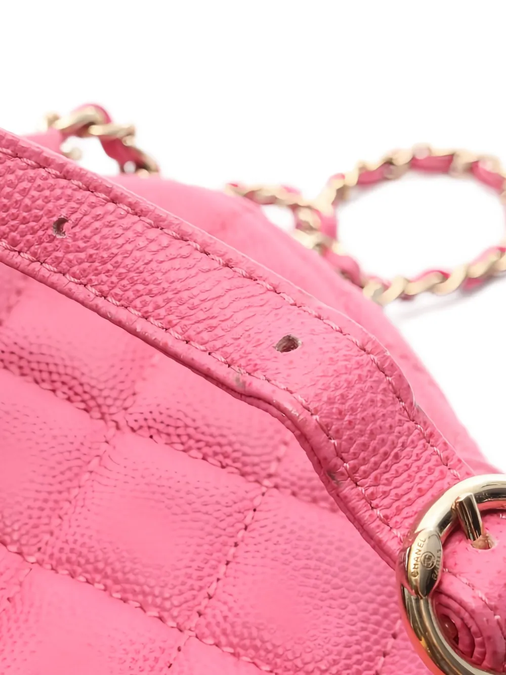 Pre-owned Chanel Chain-detail Diamond-quilted Backpack In Pink