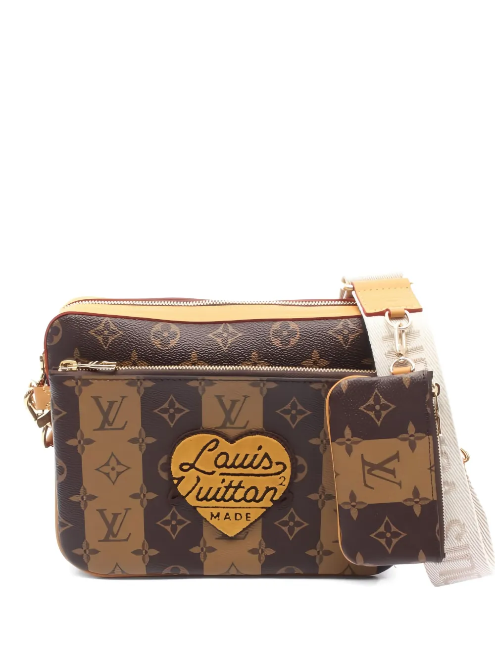 Louis Vuitton Pre-Owned x Nigo 2021s logo patch cross body bag - ブラウン Louis Vuitton Pre-Owned x Nigo 2021s logo patch cross body bag - ブラウン