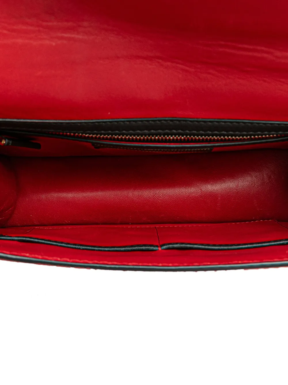 Pre-owned Valentino Garavani 2000-2017 Medium Nappa And Canvas Camouflage Rockstud Glam Lock Crossbody Bag In Red