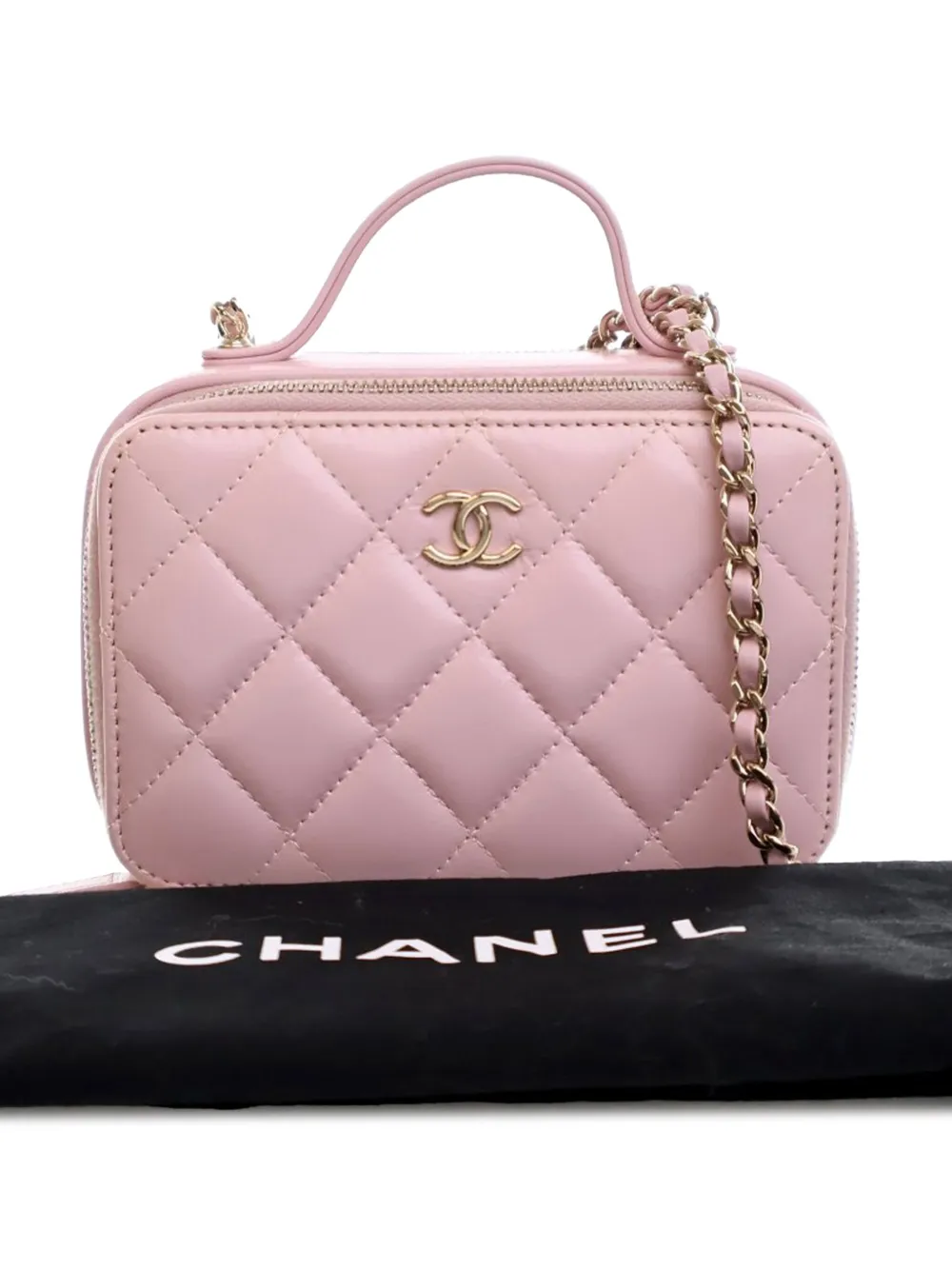 CHANEL Pre-Owned 2021-2025 Mini CC Glazed Calfskin Double Zip Top Handle Vanity Case satchel | Pre-Owned | Image 2