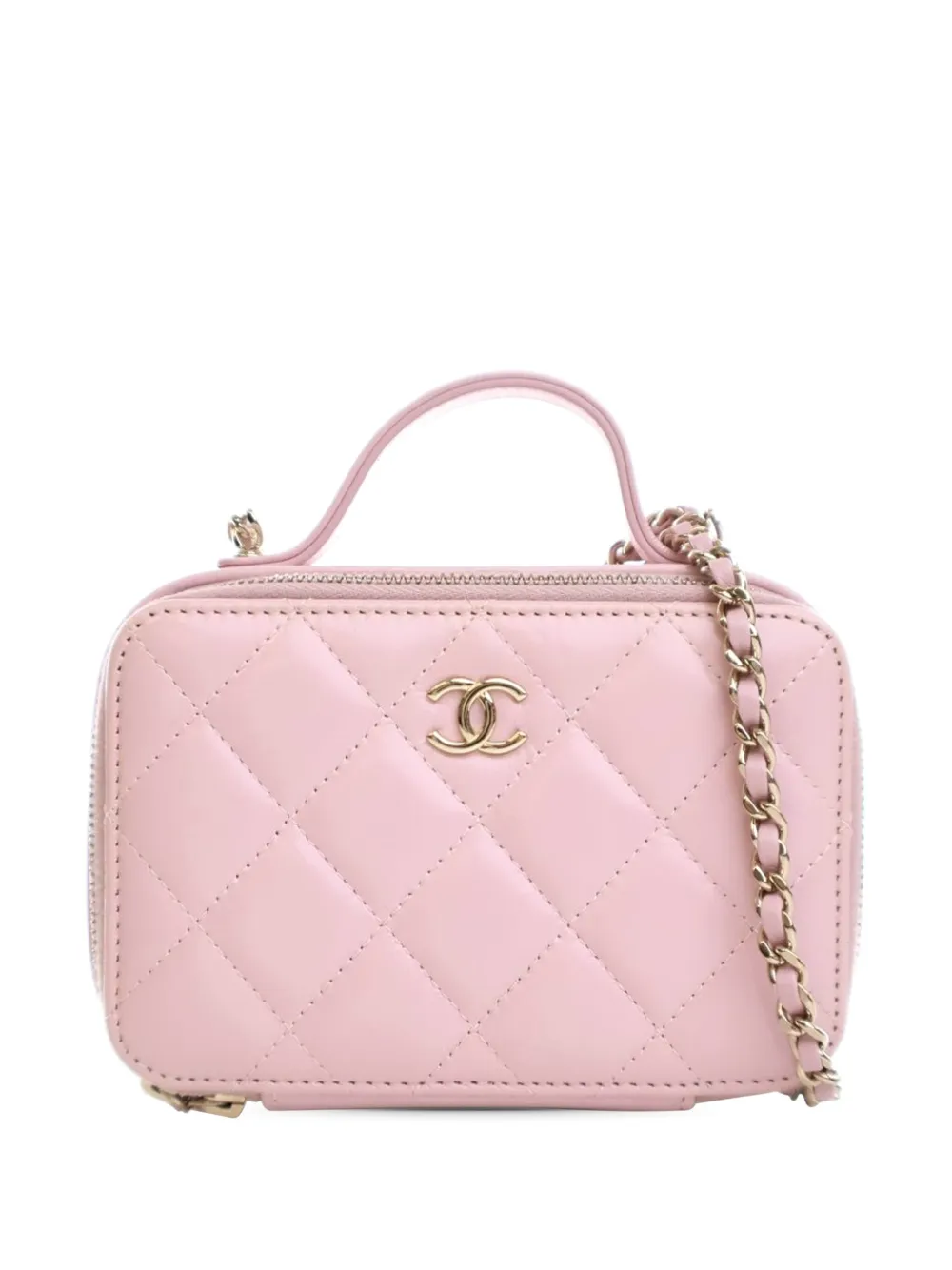 CHANEL Pre-Owned 2021-2025 Mini CC Glazed Calfskin Double Zip Top CHANEL Pre-Owned 2021-2025 Mini CC Glazed Calfskin Double Zip Top