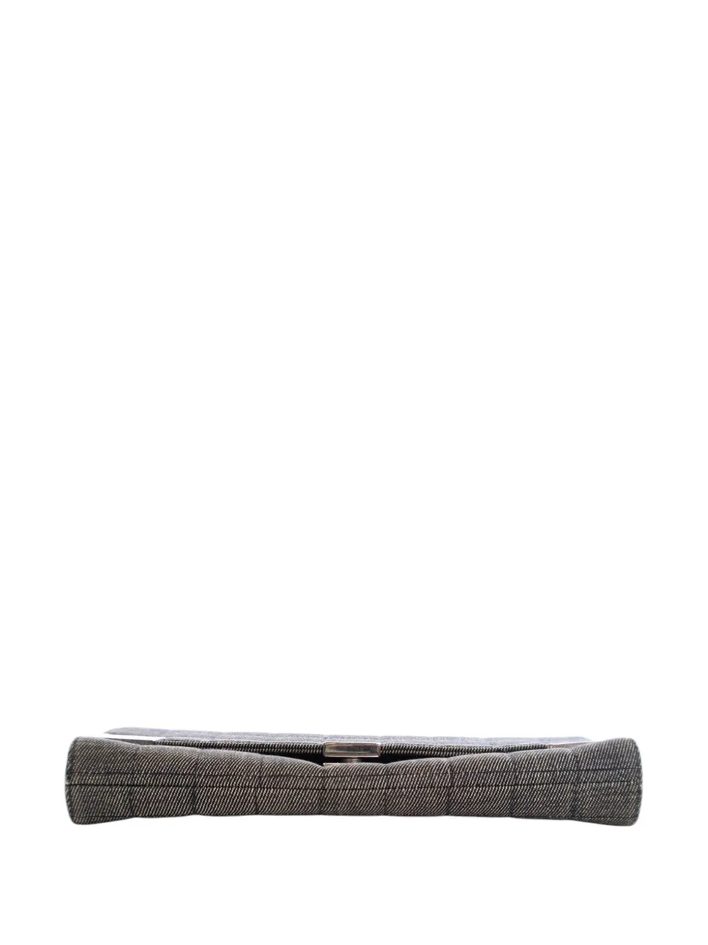Pre-owned Chanel 2002-2003 Cc Choco Bar Denim Chain Flap Shoulder Bag In Gray