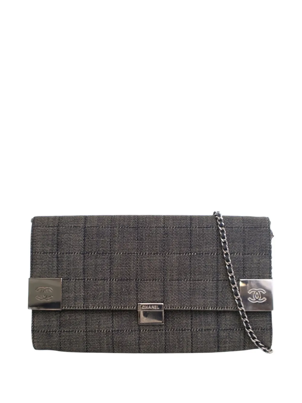 CHANEL Pre-Owned 2002-2003 CC Choco Bar Denim Chain Flap shoulder bag CHANEL Pre-Owned 2002-2003 CC Choco Bar Denim Chain Flap shoulder bag