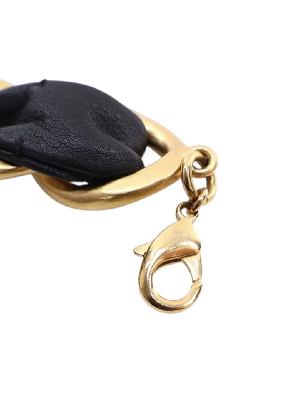 Pre-owned Chanel 2020 Cc Gold Plated Leather Woven Logo Layered Chain Belt In Black