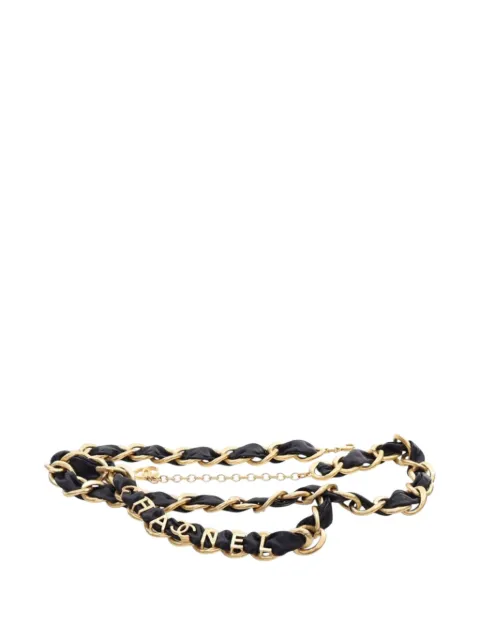 CHANEL Pre-Owned 2020 CC Gold Plated Leather Woven Logo Layered Chain belt
