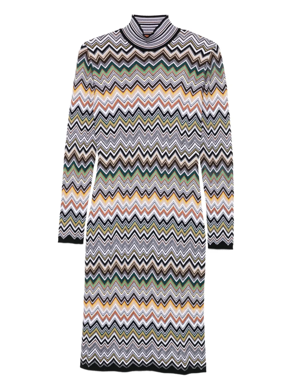 Missoni Zig-zag High-neck Midi Dress In Multi