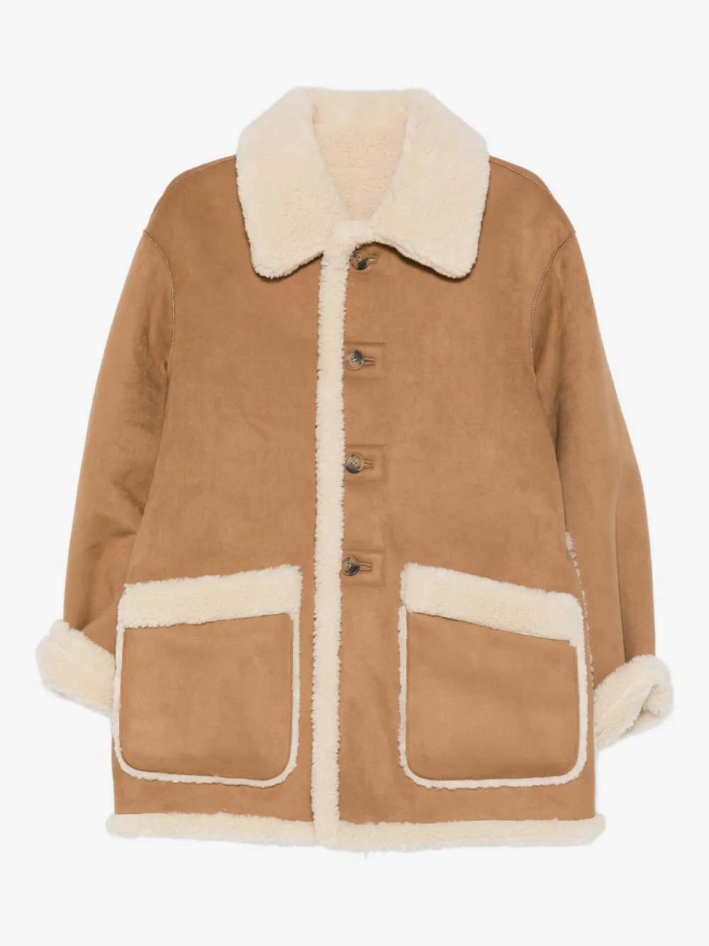 DUNST buttoned faux-shearling jacket | Brown | Image 1