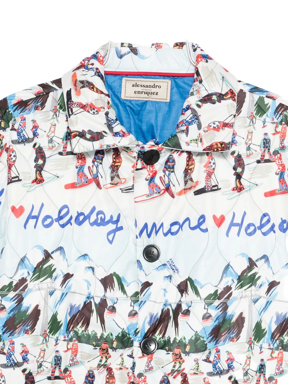 Alessandro Enriquez Blue Printed Shirt Jacket In Blue
