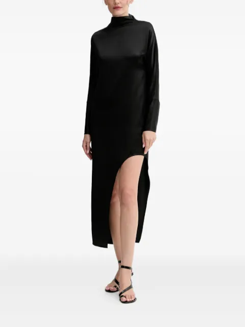 Isabelle Blanche mock-neck slit midi dress