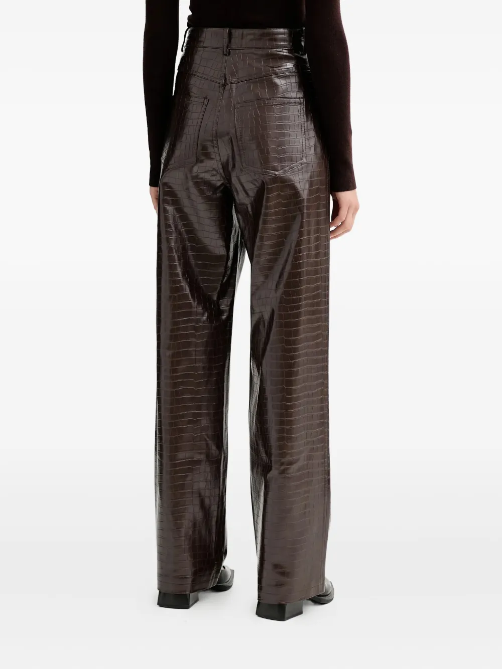  Isabelle Blanche Crocodile-embossed Trousers - Brown 