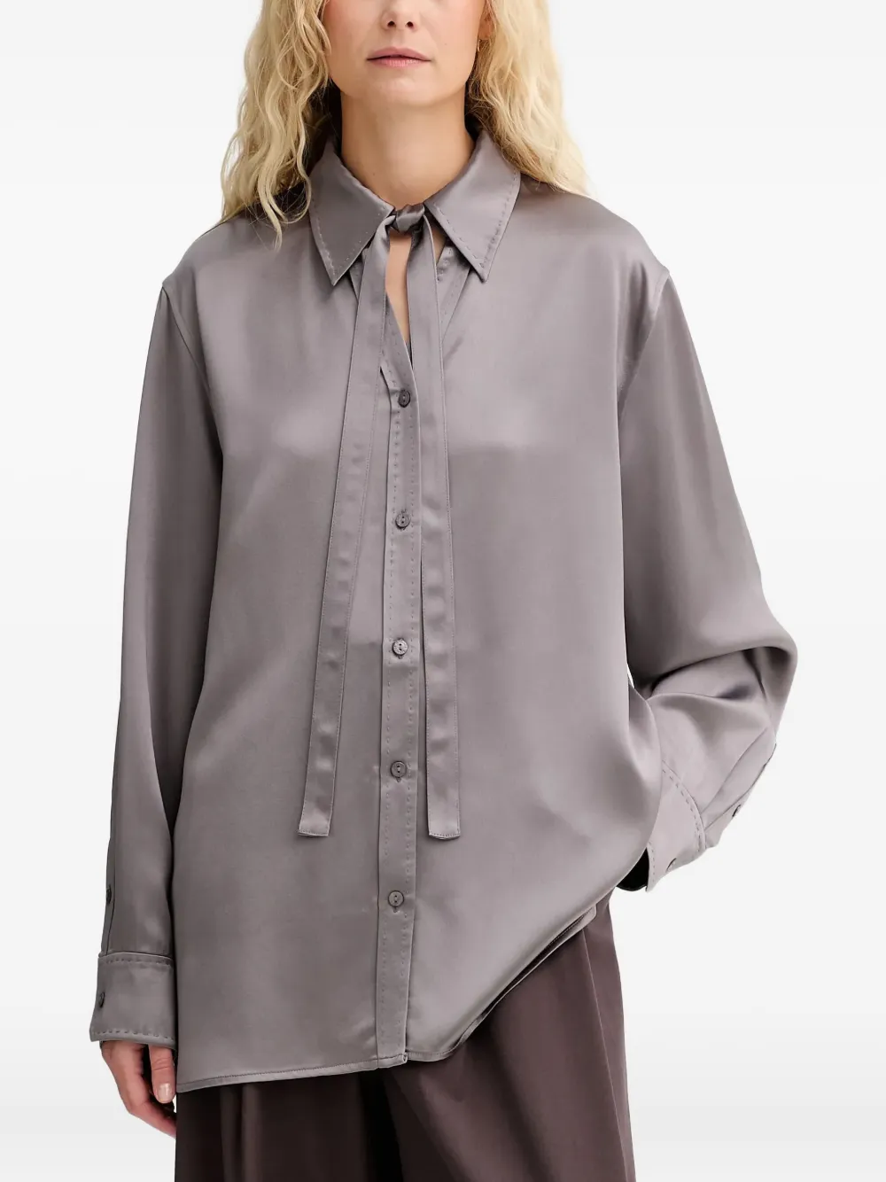 Isabelle Blanche camisa con detalle de moño | gris | Image 1