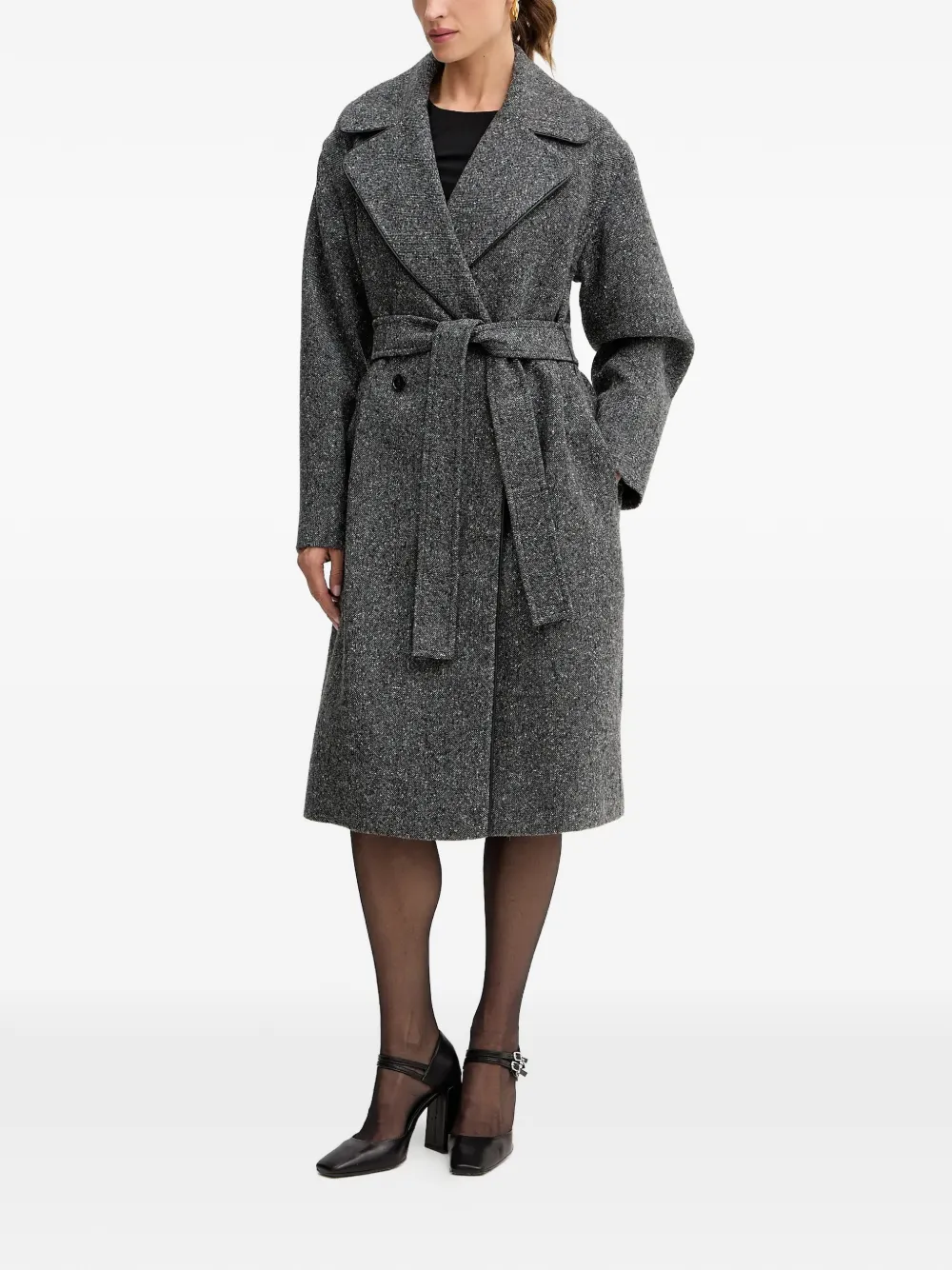  Iceberg Belted Double-breasted Coat - Grey 