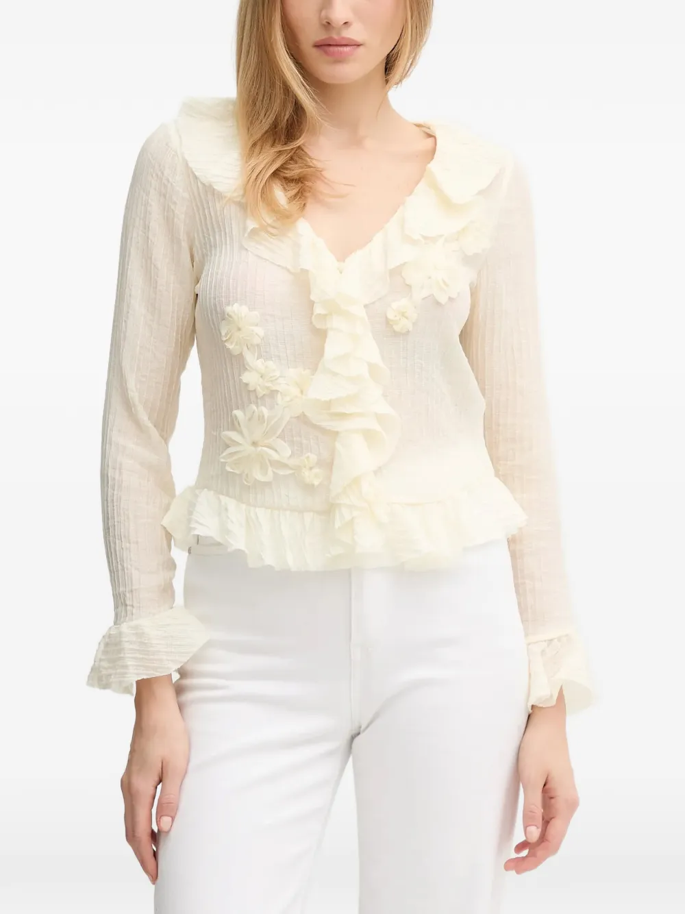 Hoss Intropia ruffled floral blouse - Toni neutri