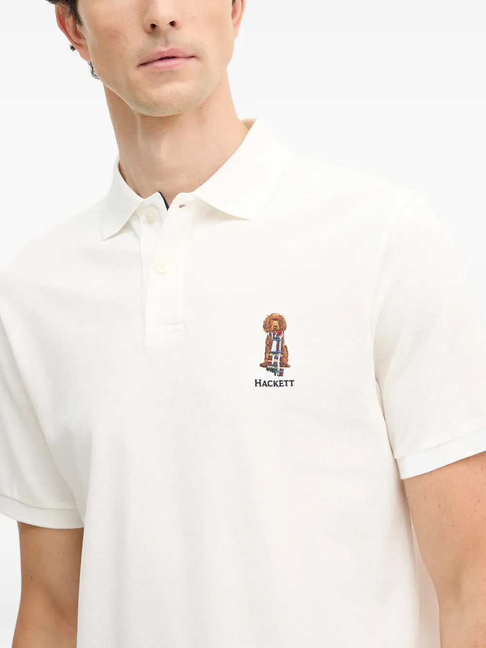 Hackett Poloshirt met geborduurd logo Wit