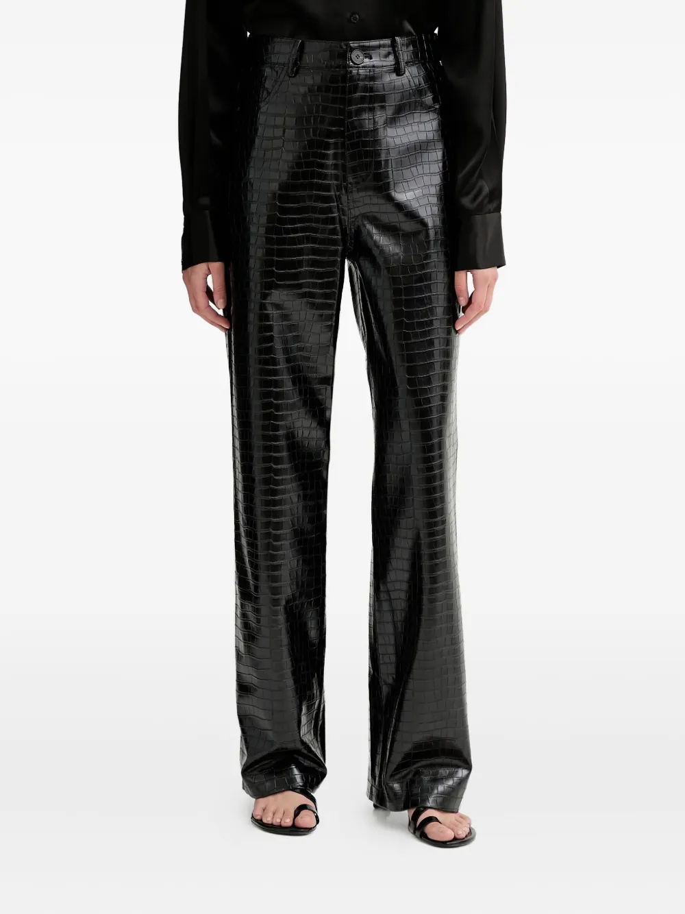 Isabelle Blanche crocodile-embossed trousers | Black | Image 1