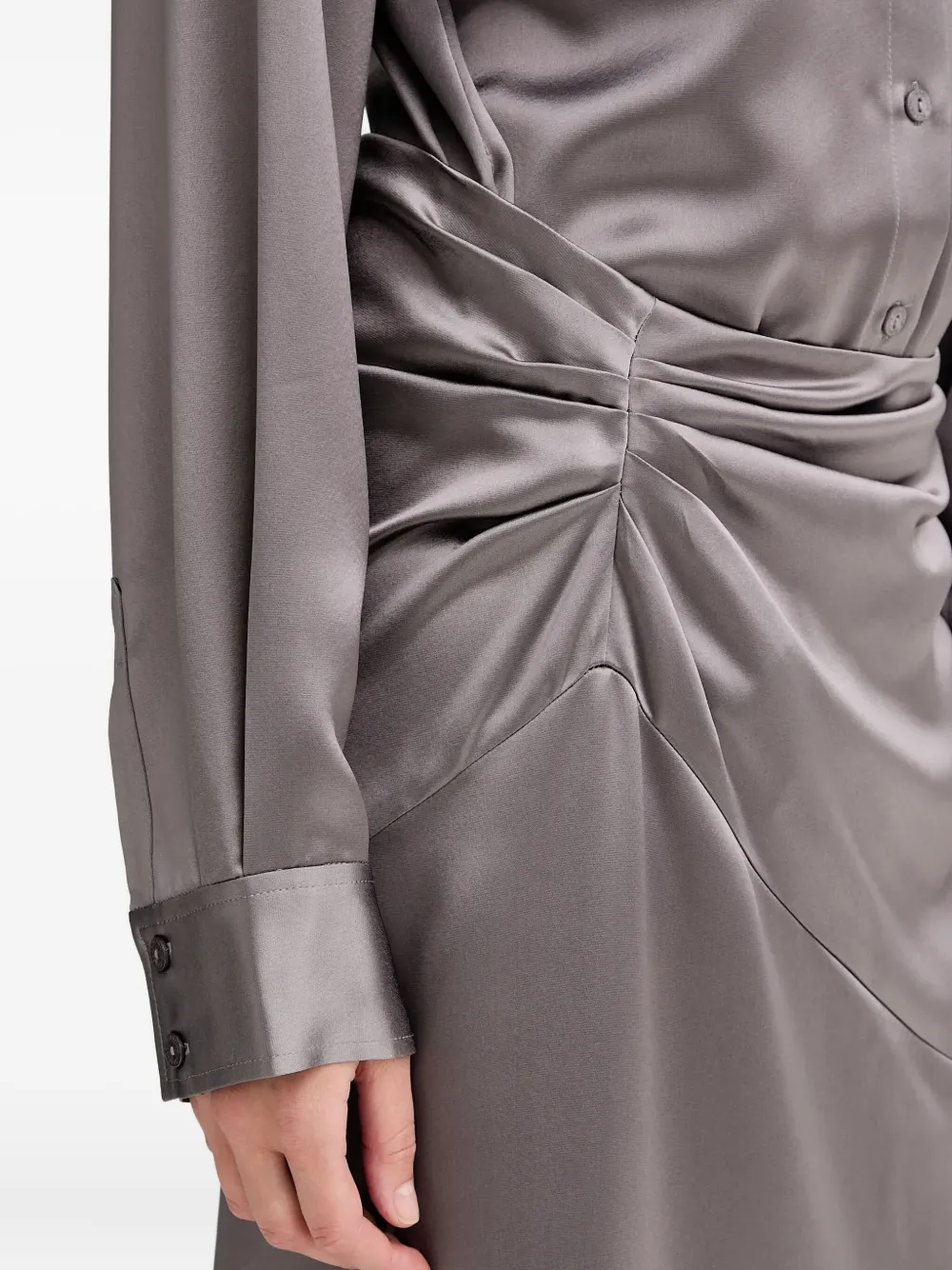 Isabelle Blanche Maxi-blousejurk met ruches Grijs