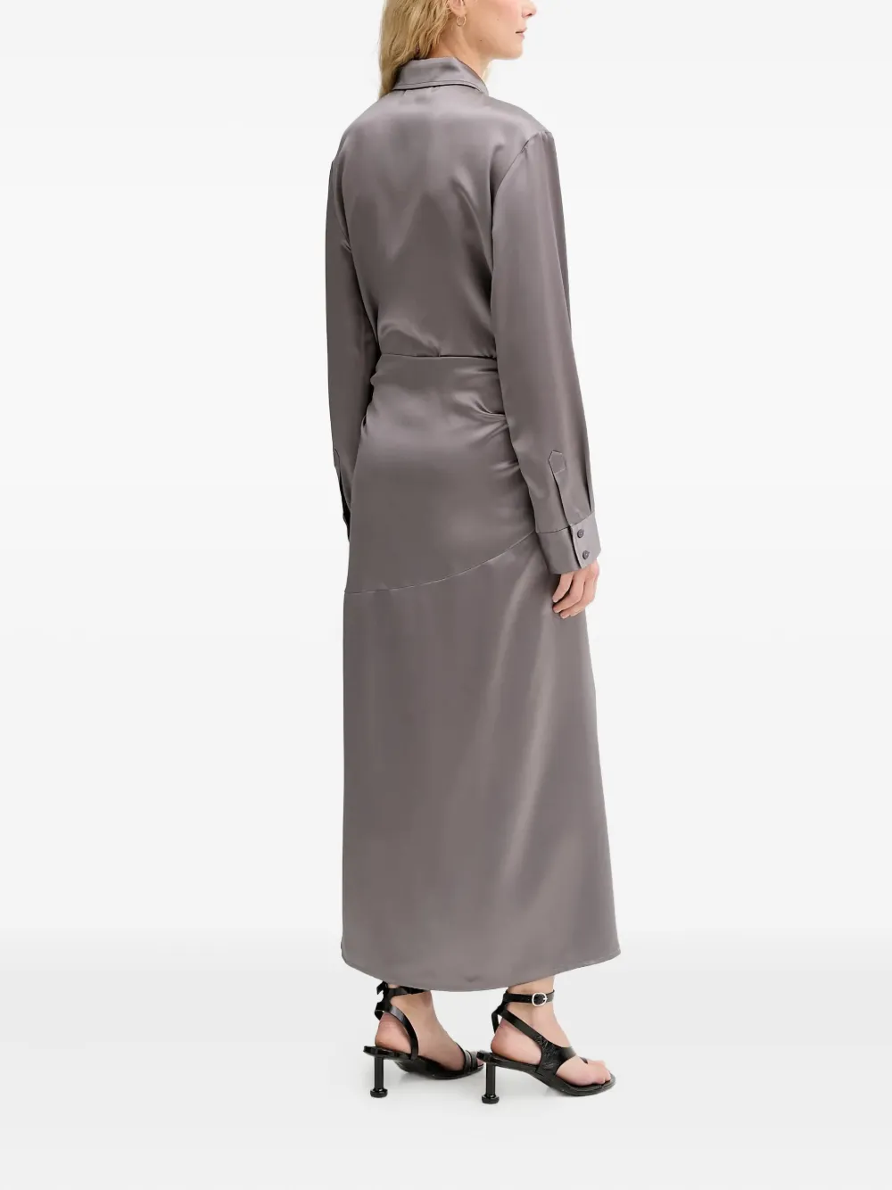  Isabelle Blanche Ruched Shirt Maxi Dress - Grey 