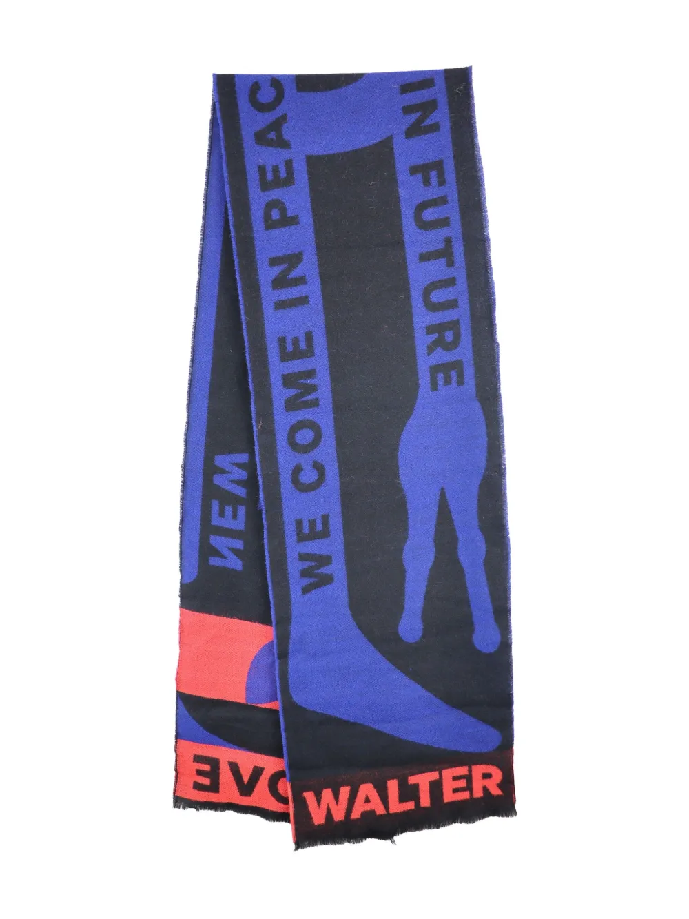 Walter Van Beirendonck New Graphic-jacquard Scarf In Brown