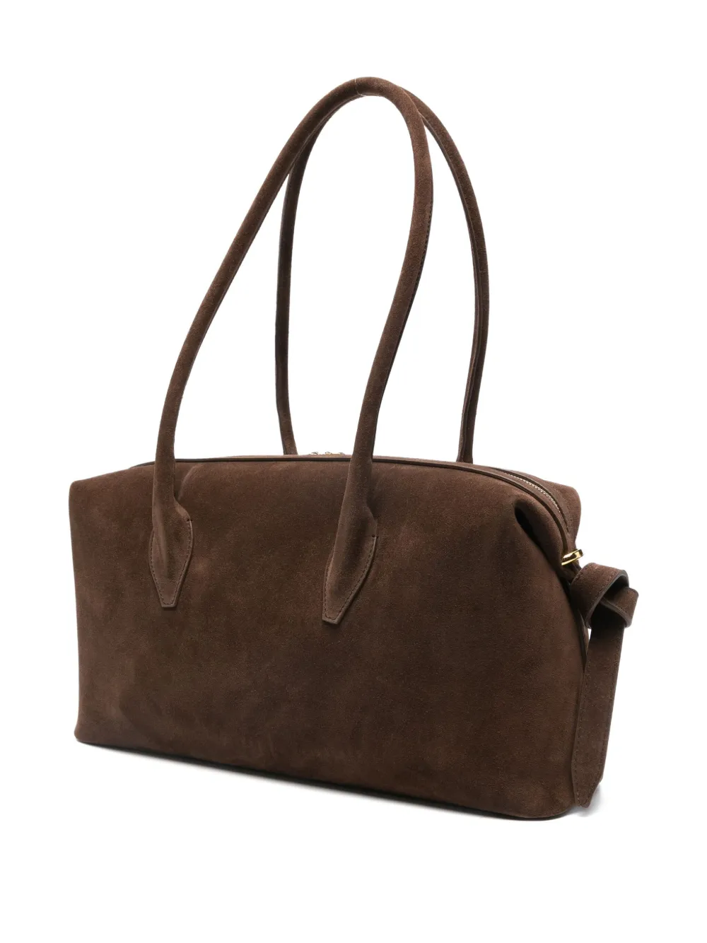 Yuzefi Rectangular Suede Shoulder Bag With Detachable Strap In Brown