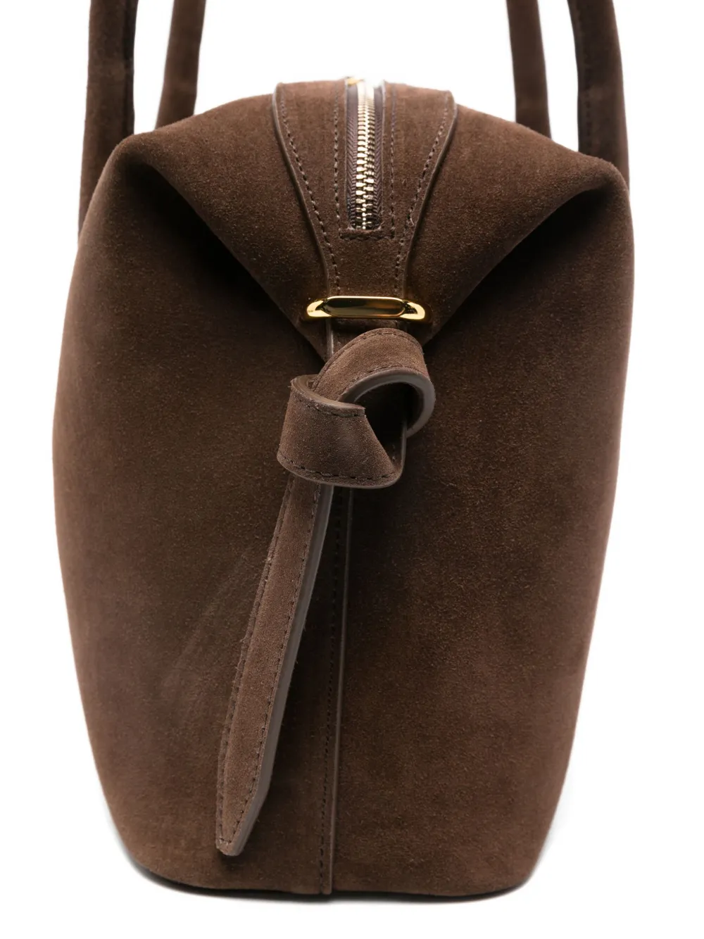 Yuzefi Rectangular Suede Shoulder Bag With Detachable Strap In Brown