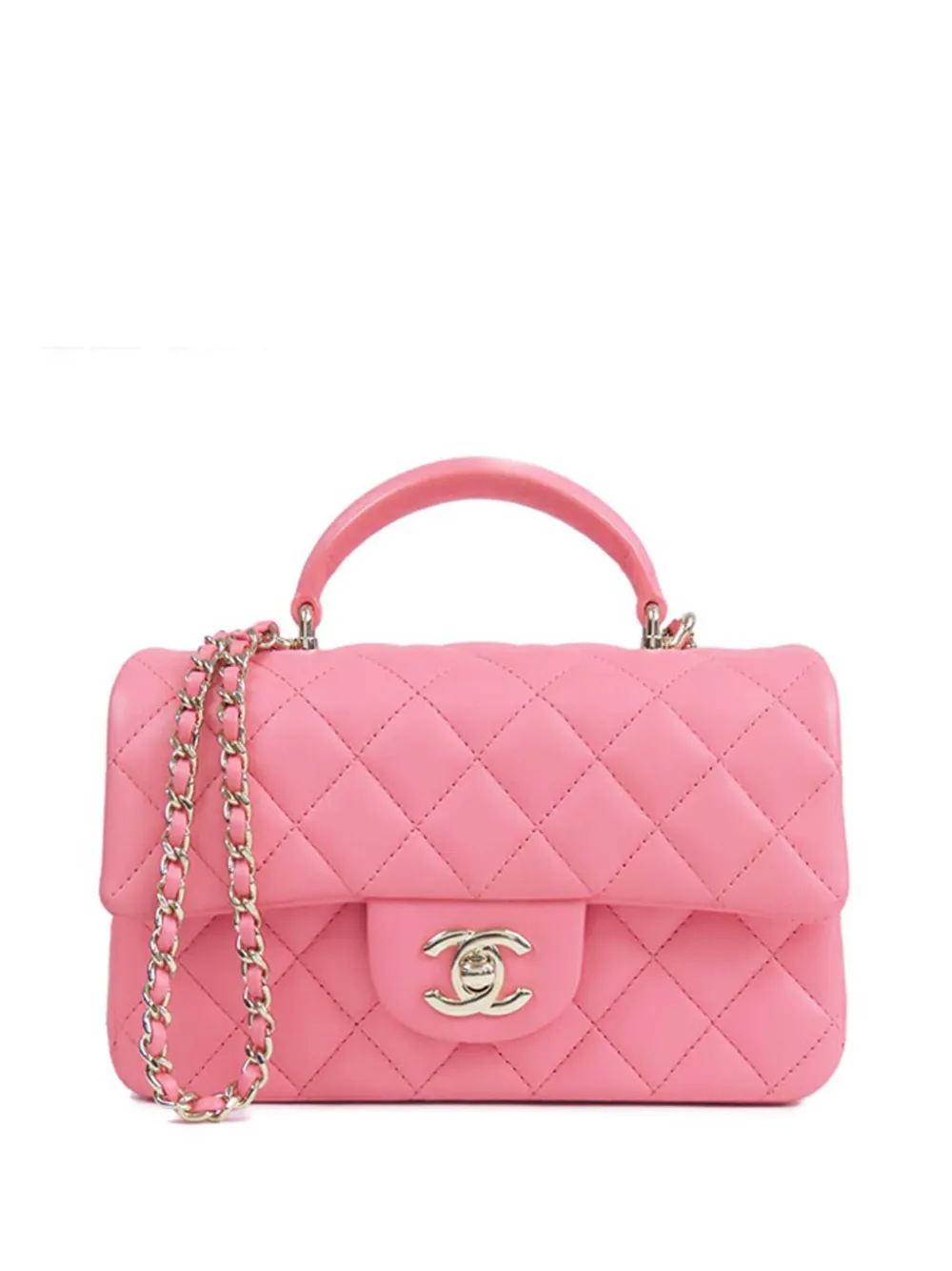 CHANEL Pre-Owned 2021-2025 Mini Rectangular Lambskin Top Handle Single CHANEL Pre-Owned 2021-2025 Mini Rectangular Lambskin Top Handle Single