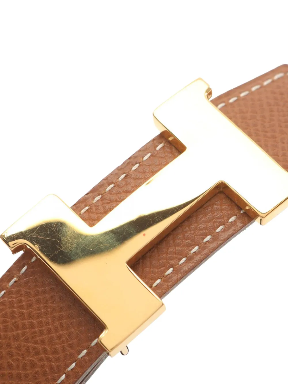 Pre-owned Hermes 1997 Epsom Constance H Reversible Belt In Brown