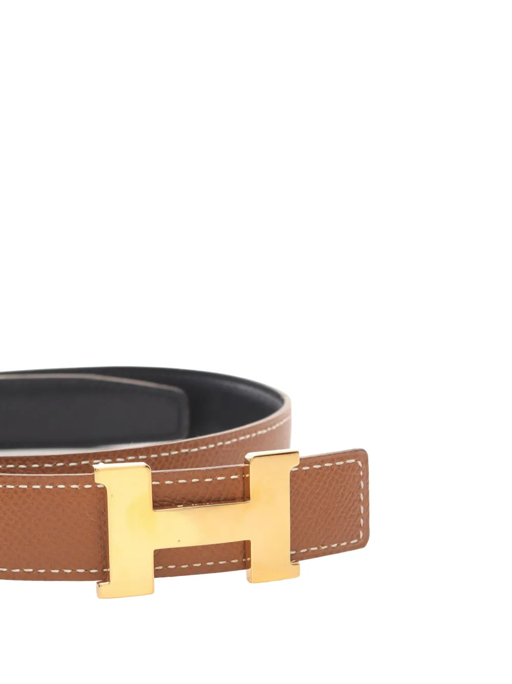 Pre-owned Hermes 1997 Epsom Constance H Reversible Belt In Brown