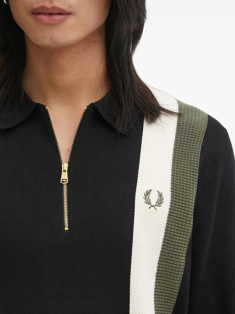 Fred Perry Poloshirt met gestreepte details Zwart