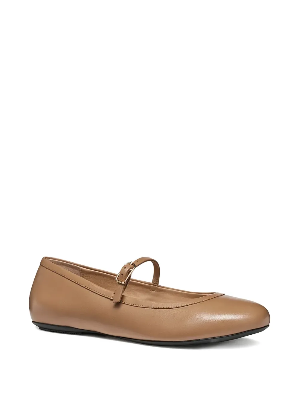 Geox Buckle-fastening Leather Ballet Flats In Brown