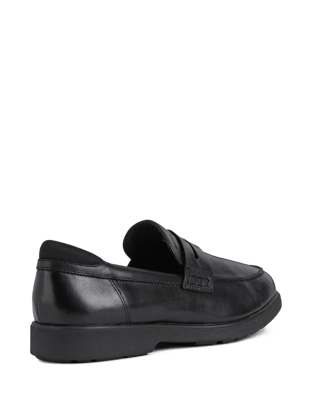 Geox Logo-detail Leather Loafers In Black