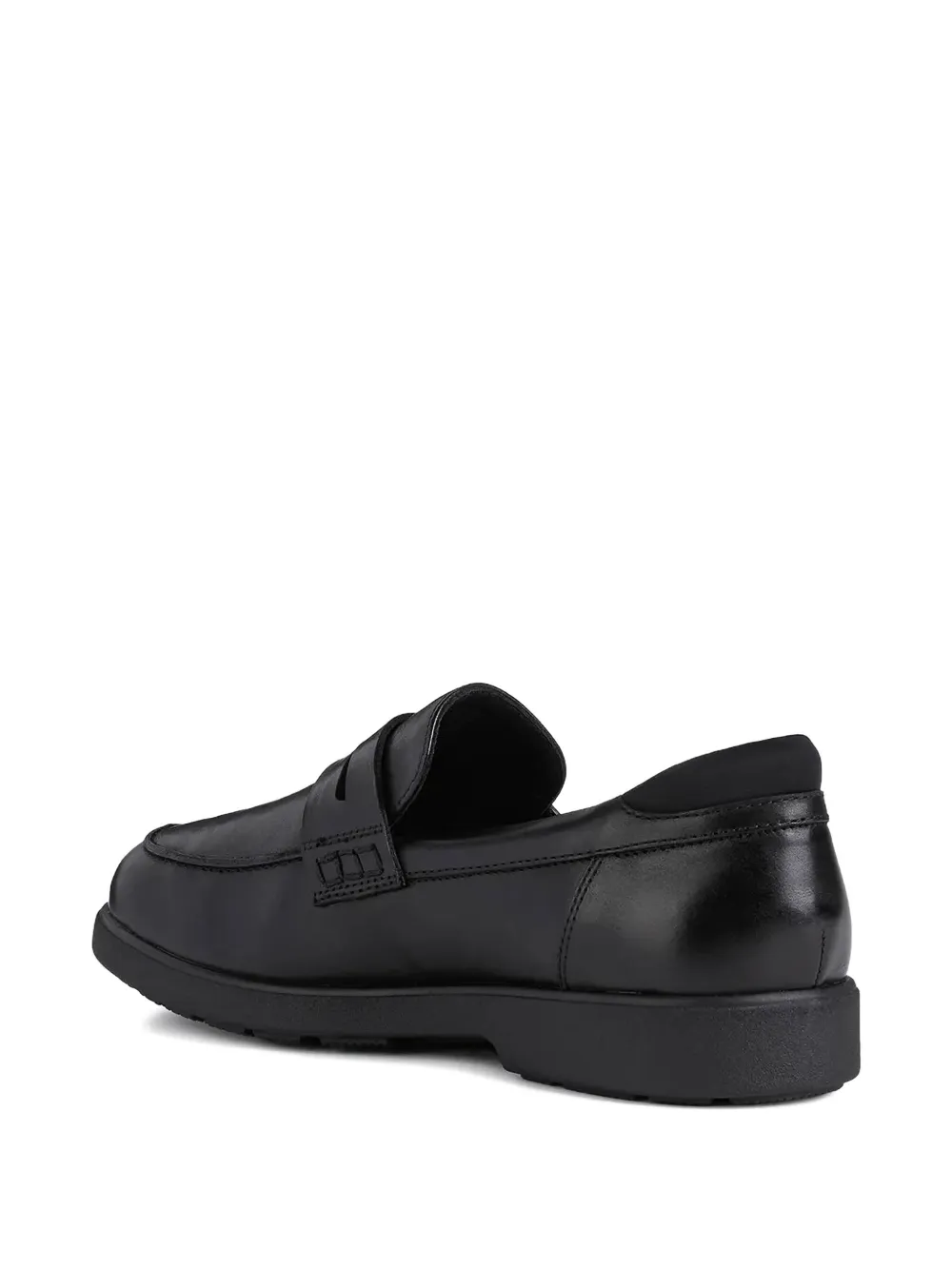 Geox Logo-detail Leather Loafers In Black