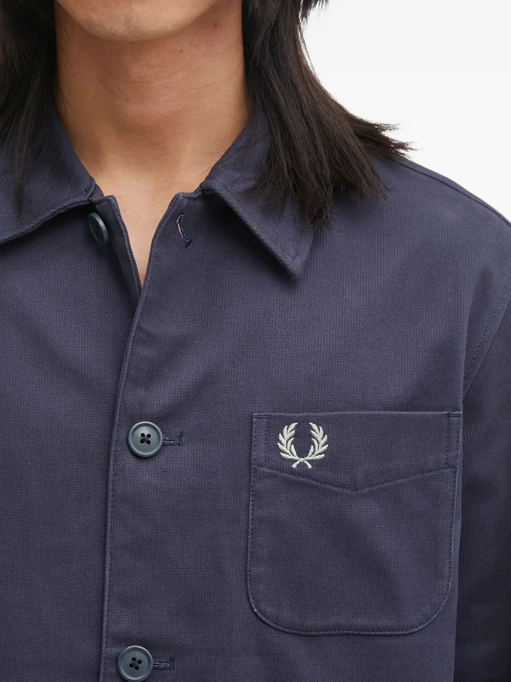 Fred Perry Overhemd met geborduurd logo Blauw