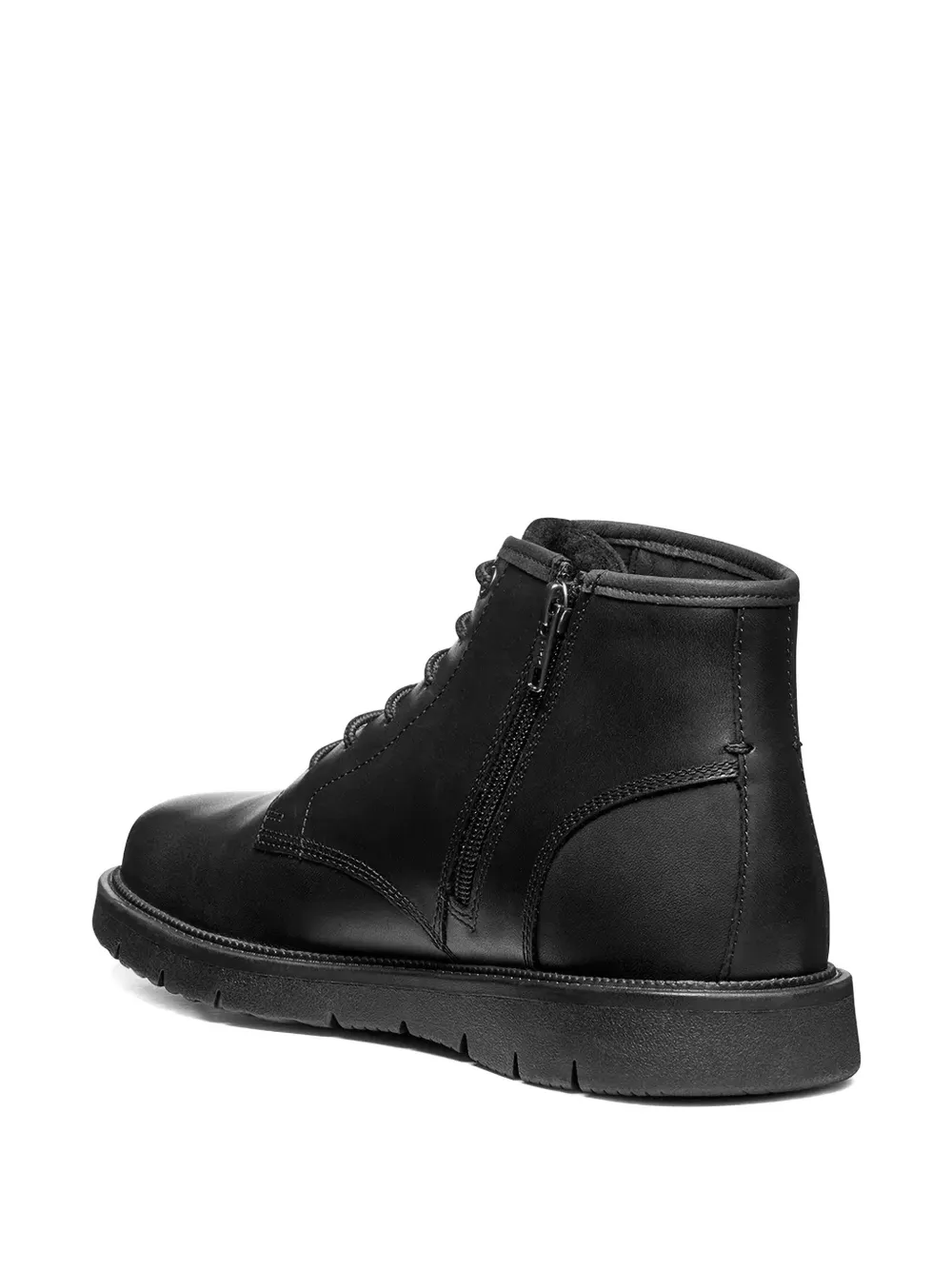 Geox Pove Lace-up Leather Boots In Black