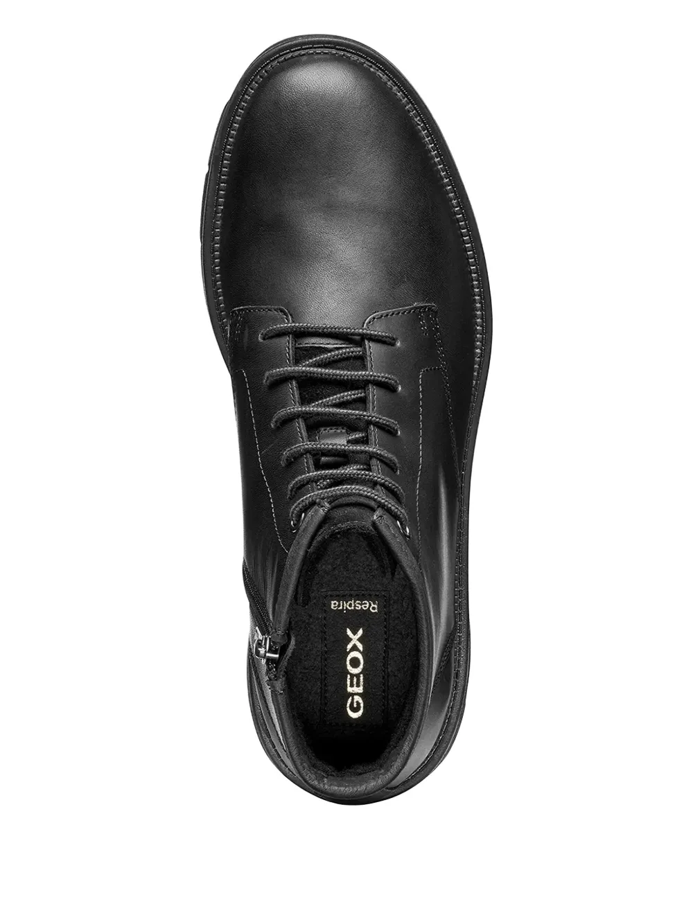 Geox Pove Lace-up Leather Boots In Black
