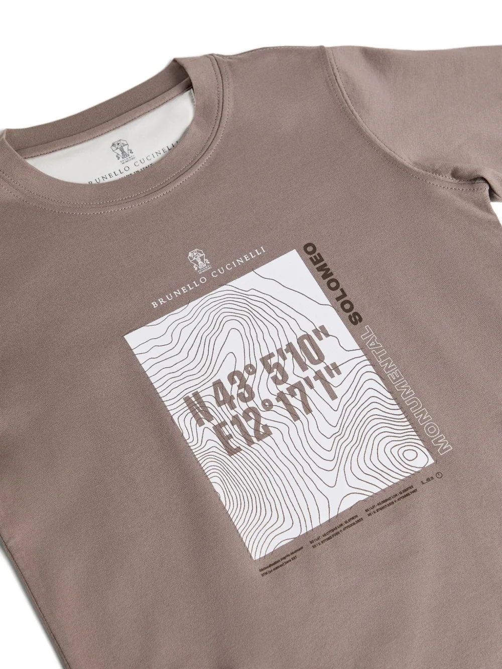 Brunello Cucinelli Kids T-shirt met grafische print Beige