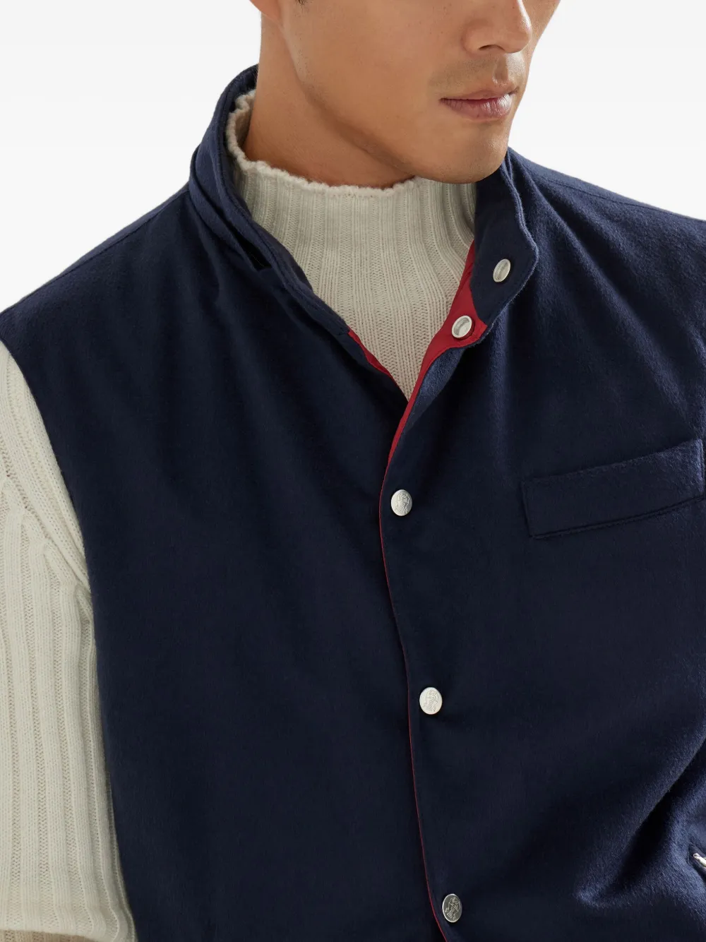 Brunello Cucinelli Gilet met afneembare capuchon Blauw