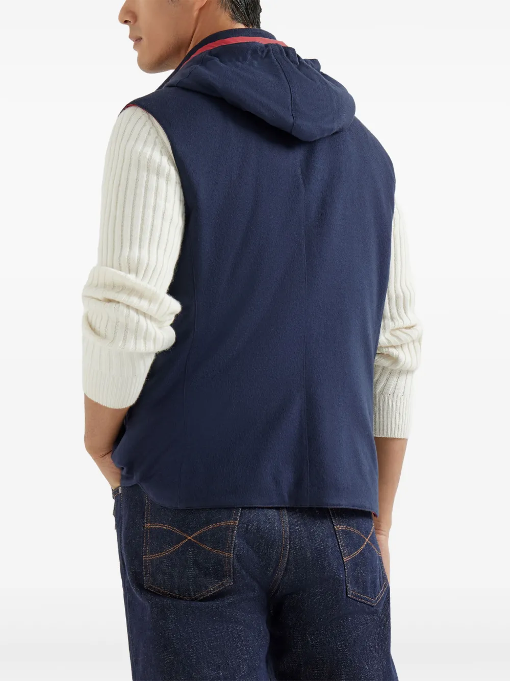 Brunello Cucinelli Gilet met afneembare capuchon Blauw