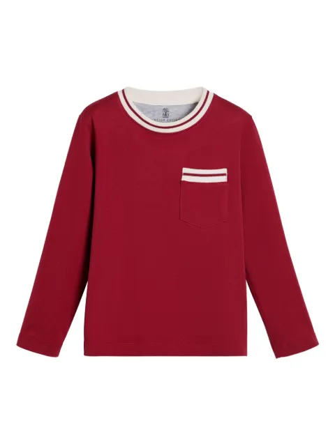 Brunello Cucinelli Kids striped-detail pocket T-shirt