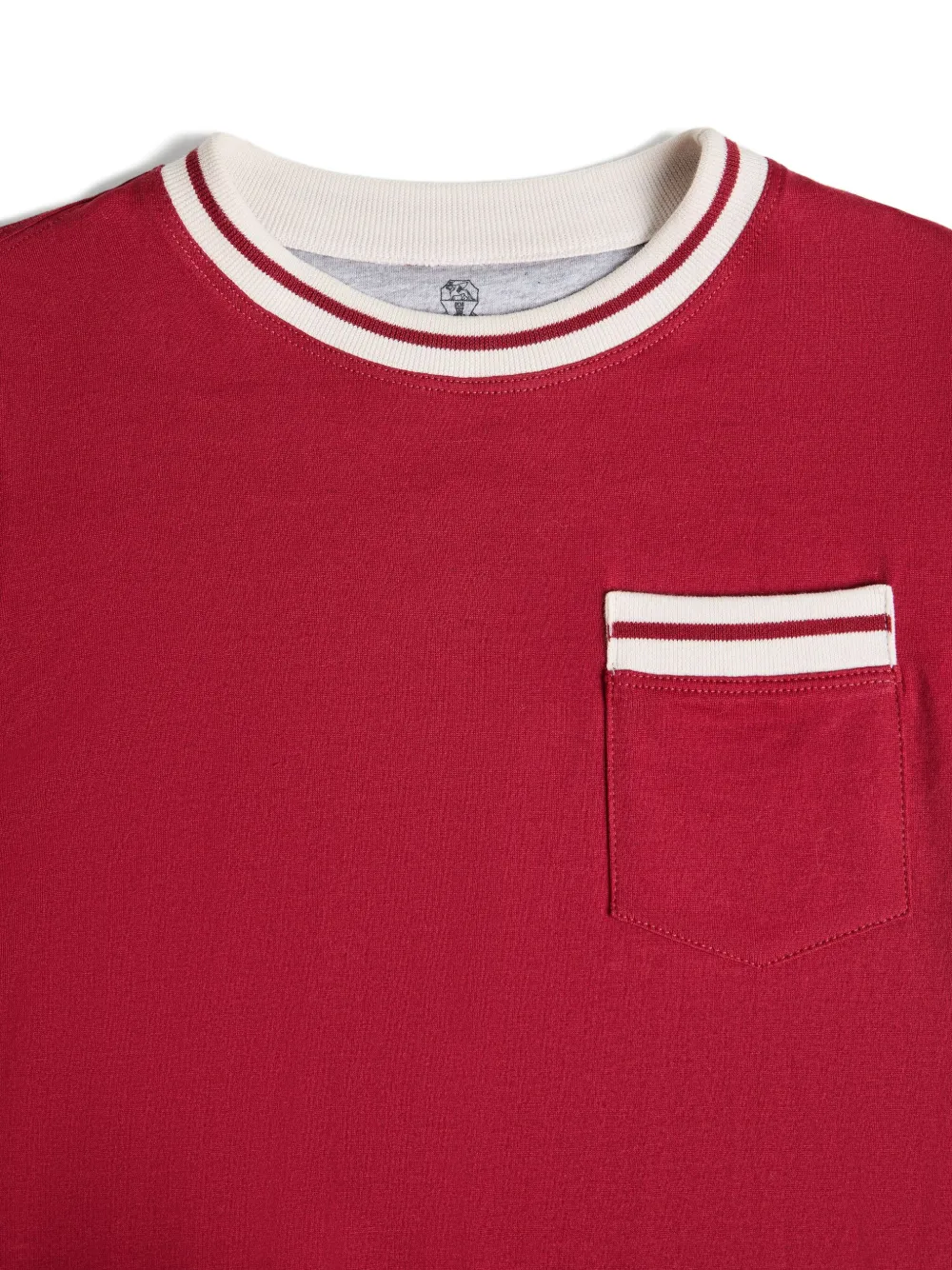 Brunello Cucinelli Striped-detail Pocket T-shirt In Red